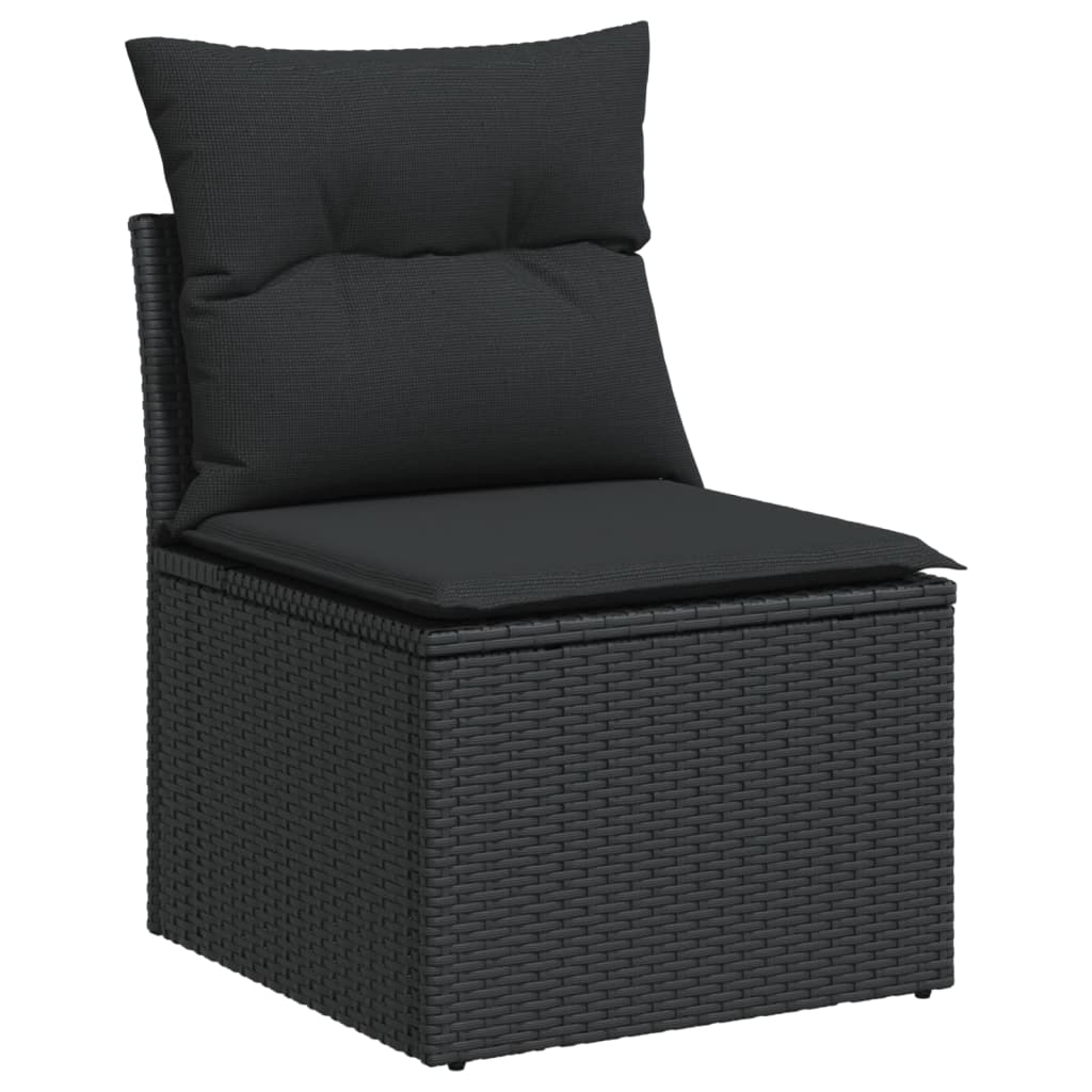 Set Divani da Giardino 10pz con Cuscini in Polyrattan Nero | homemem39