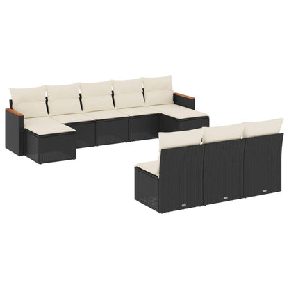 Set Divani da Giardino 10pz con Cuscini in Polyrattan Nero - homemem39
