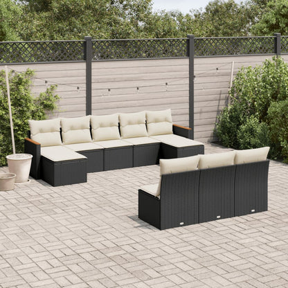 Set Divani da Giardino 10pz con Cuscini in Polyrattan Nero - homemem39