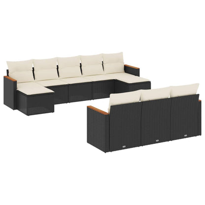 Set Divani da Giardino 10pz con Cuscini in Polyrattan Nero - homemem39