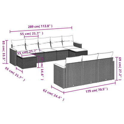 Set Divano da Giardino 10 pz con Cuscini Beige Misto Polyrattan | homemem39