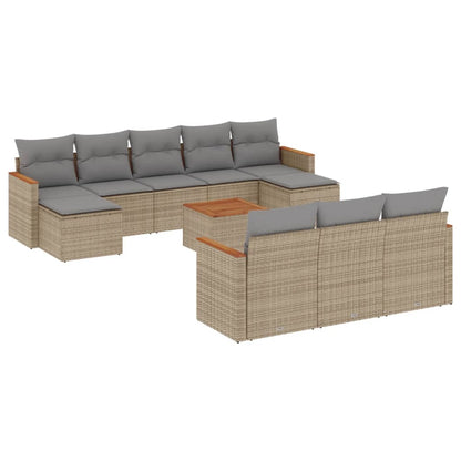 Set Divano da Giardino 11 pz con Cuscini Beige Misto Polyrattan - homemem39