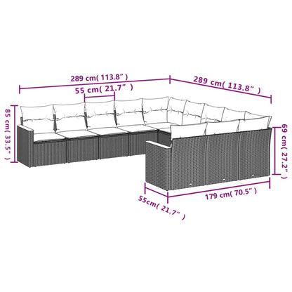 Set Divani da Giardino 11 pz con Cuscini in Polyrattan Nero | homemem39