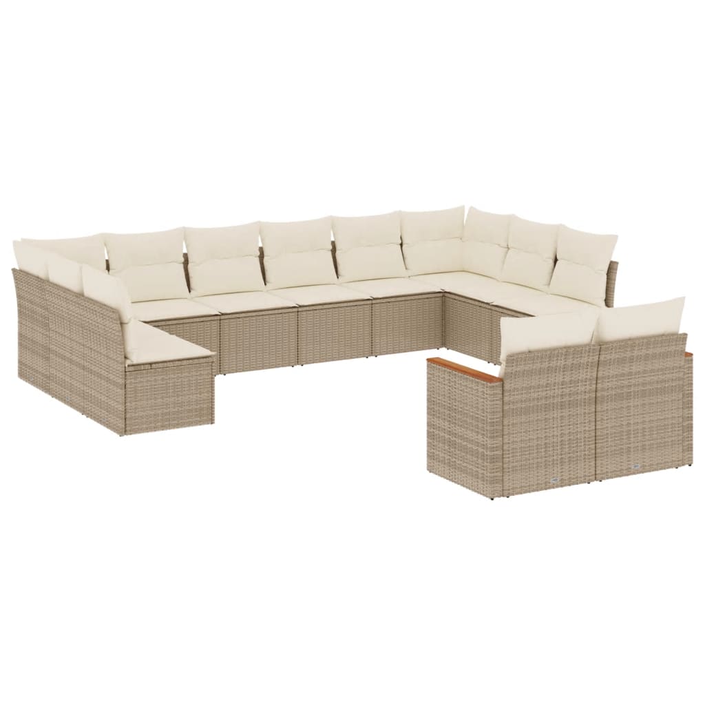 Set Divani da Giardino 12 pz con Cuscini Beige in Polyrattan - homemem39