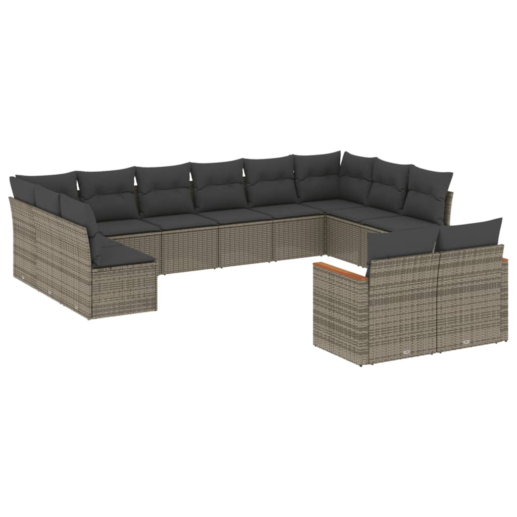 Set Divani da Giardino 12 pz con Cuscini Grigio in Polyrattan | homemem39
