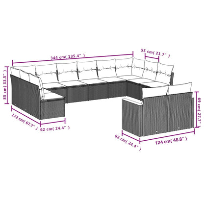 Set Divani da Giardino 12 pz con Cuscini Grigio in Polyrattan | homemem39