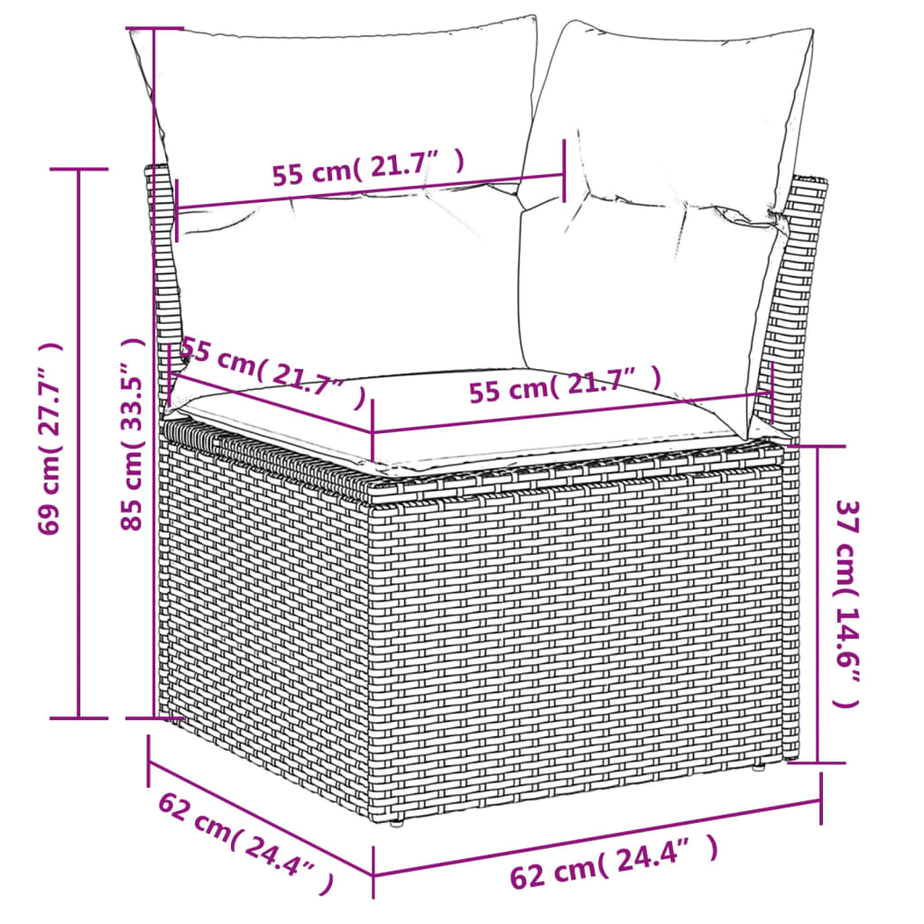 Set Divani da Giardino 13pz con Cuscini Nero in Polyrattan - homemem39