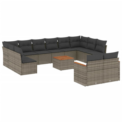 Set Divani da Giardino 13 pz con Cuscini Grigio in Polyrattan - homemem39