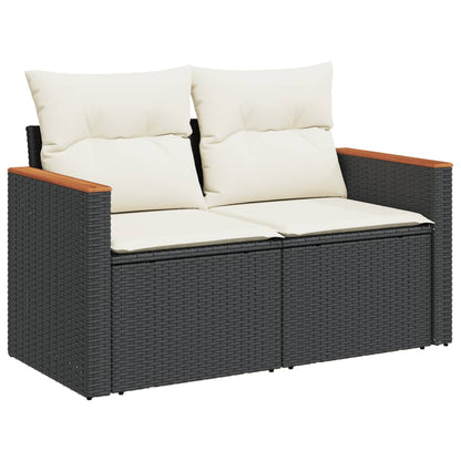 Set Divani da Giardino 13pz con Cuscini Nero in Polyrattan - homemem39