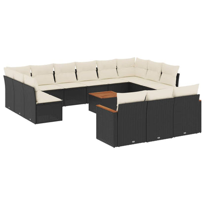 Set Divani da Giardino 14pz con Cuscini in Polyrattan Nero | homemem39
