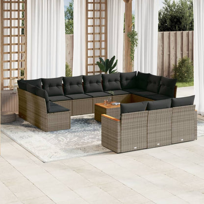 Set Divani da Giardino 14pz con Cuscini in Polyrattan Grigio - homemem39