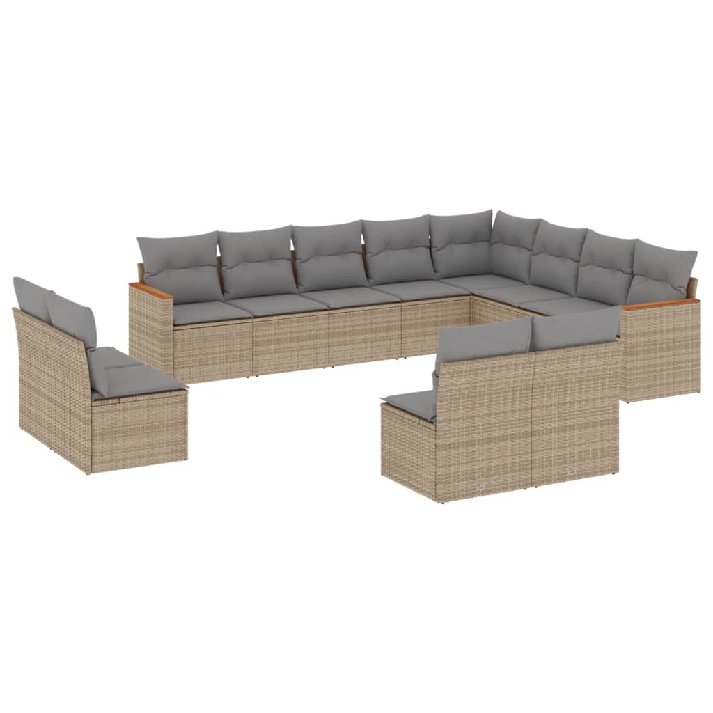 Set Divano da Giardino 12 pz con Cuscini Beige Misto Polyrattan - homemem39