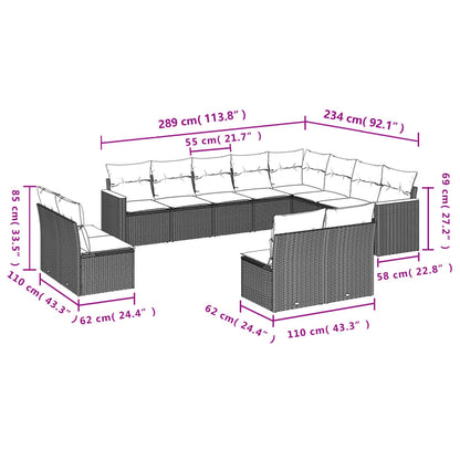 Set Divani da Giardino 12 pz con Cuscini Grigio in Polyrattan | homemem39