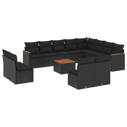 Set Divani da Giardino 13pz con Cuscini Nero in Polyrattan - homemem39