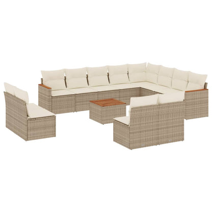 Set Divano da Giardino 13 pz con Cuscini Beige in Polyrattan - homemem39