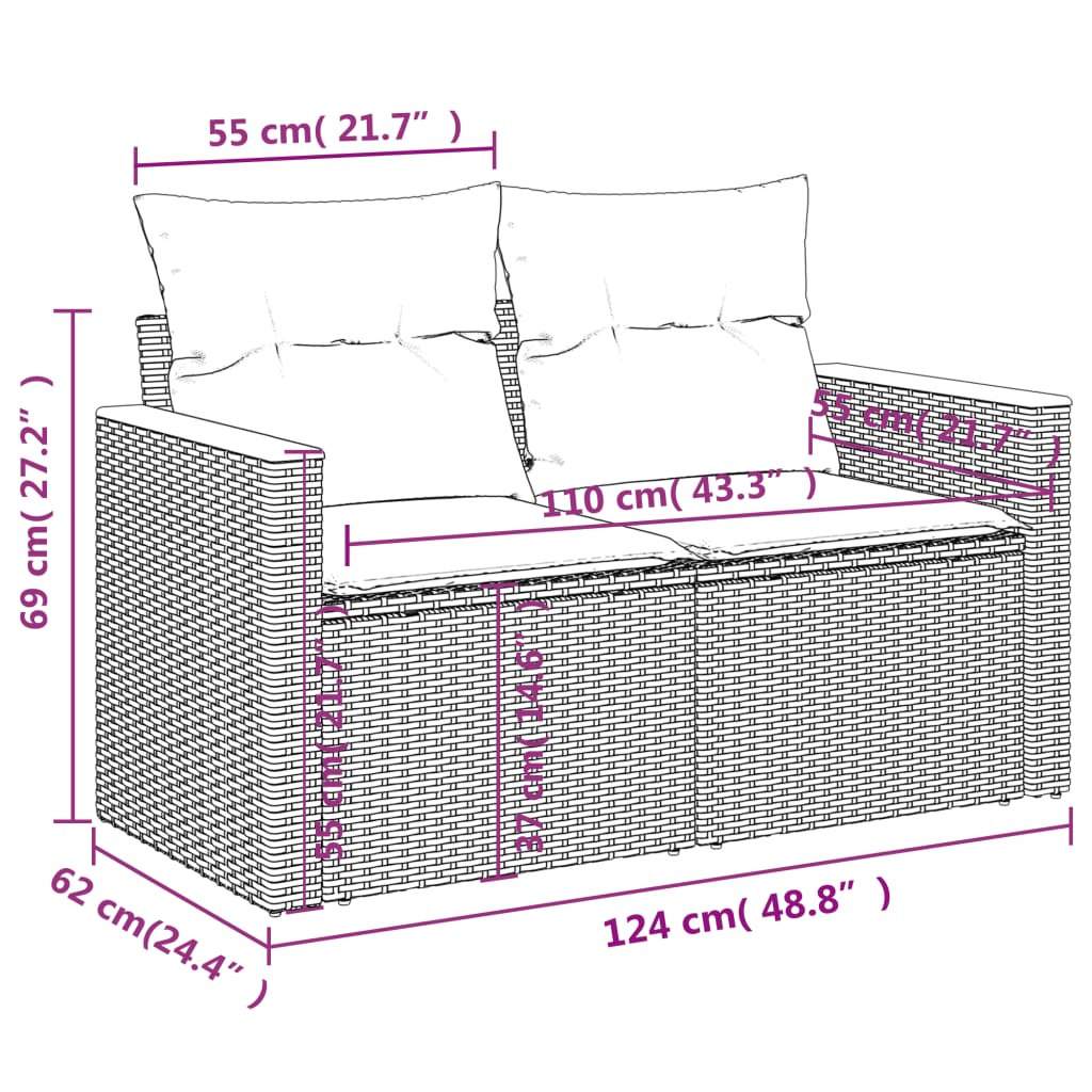 Set Divani da Giardino 13pz con Cuscini Nero in Polyrattan - homemem39