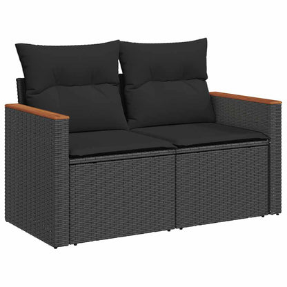 Set Divani da Giardino 11 pz con Cuscini in Polyrattan Nero - homemem39