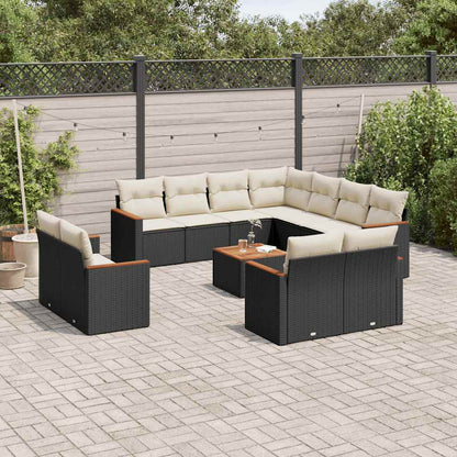 Set Divani da Giardino 12 pz con Cuscini Nero in Polyrattan - homemem39