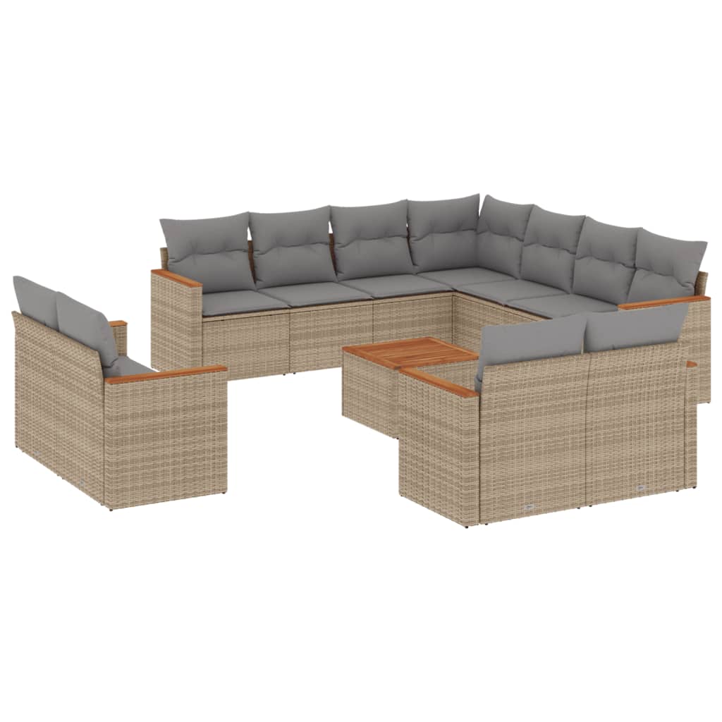 Set Divano da Giardino 12 pz con Cuscini Beige Misto Polyrattan - homemem39