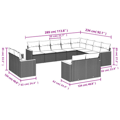 Set Divani da Giardino 12 pz con Cuscini Grigio in Polyrattan | homemem39
