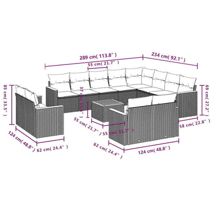 Set Divani da Giardino 13pz con Cuscini Nero in Polyrattan | homemem39