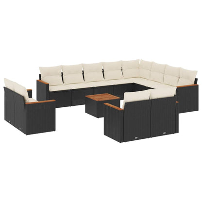 Set Divani da Giardino 13pz con Cuscini Nero in Polyrattan - homemem39