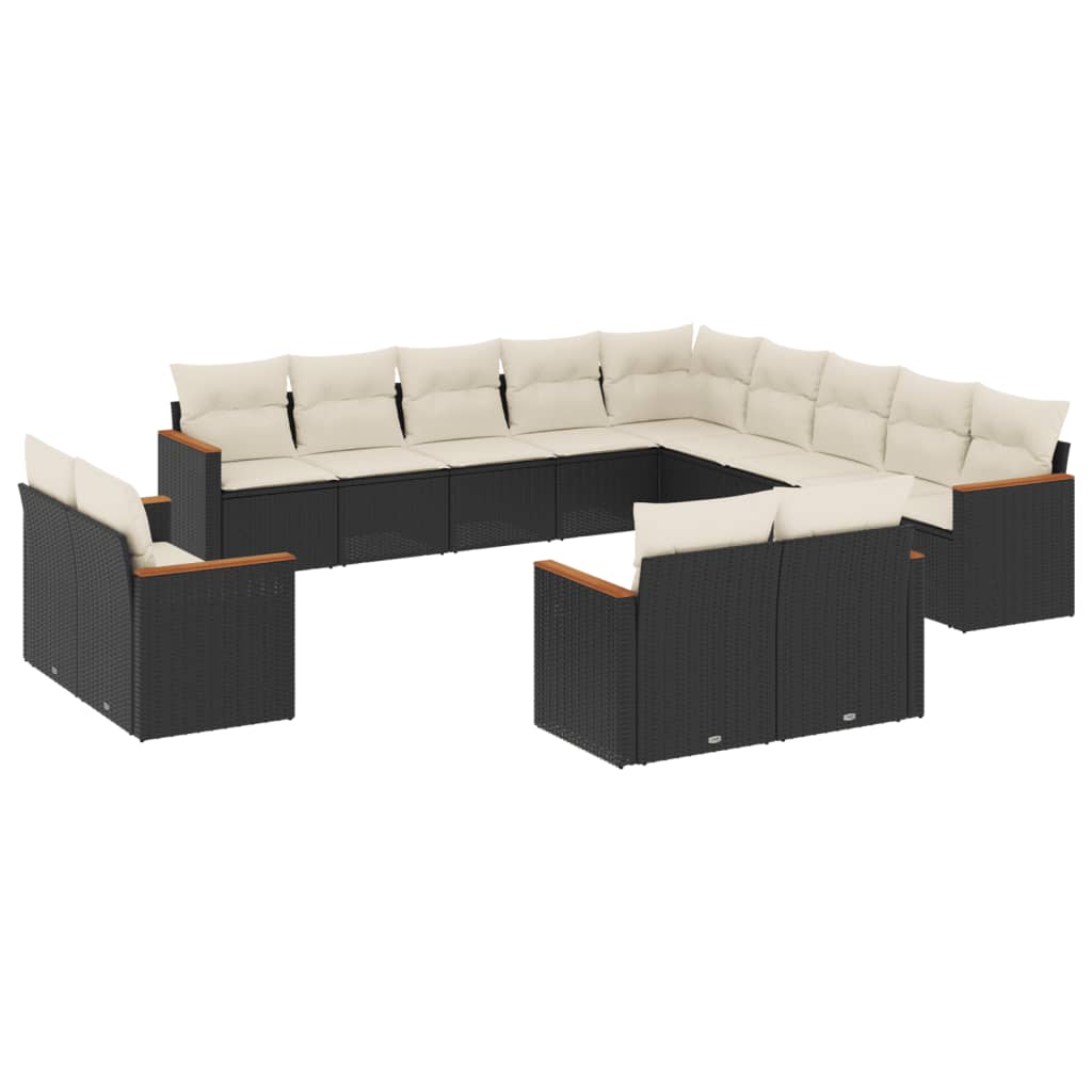 Set Divani da Giardino 13pz con Cuscini Nero in Polyrattan - homemem39
