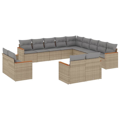 Set Divano da Giardino 13 pz con Cuscini Beige Misto Polyrattan - homemem39