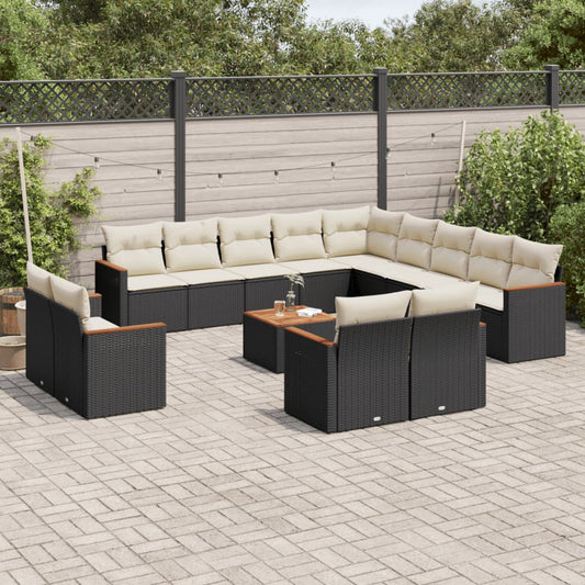 Set Divani da Giardino 14pz con Cuscini in Polyrattan Nero - homemem39
