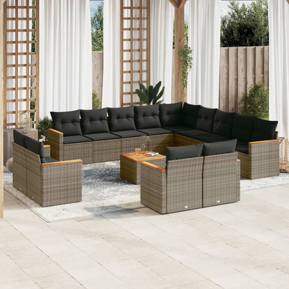 Set Divani da Giardino 14pz con Cuscini in Polyrattan Grigio - homemem39