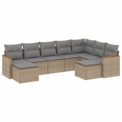 Set Divano da Giardino 9 pz con Cuscini Beige Misto Polyrattan - homemem39