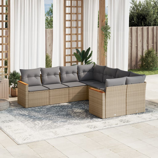 Set Divano da Giardino 8 pz con Cuscini Beige Misto Polyrattan - homemem39