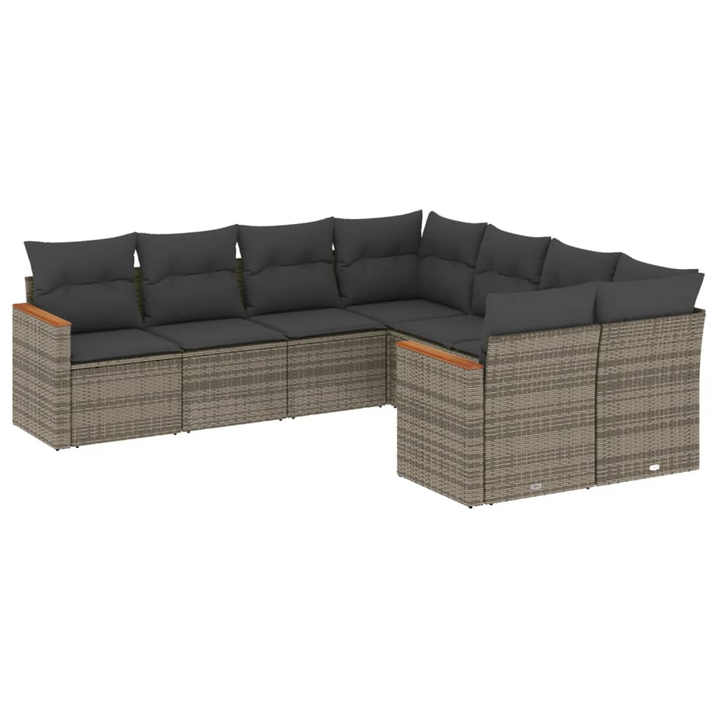 Set Divano da Giardino 8 pz con Cuscini Grigio in Polyrattan - homemem39