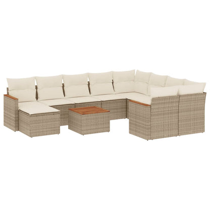 Set Divani da Giardino 11 pz con Cuscini Beige in Polyrattan - homemem39