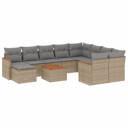 Set Divano da Giardino 11 pz con Cuscini Beige Misto Polyrattan - homemem39