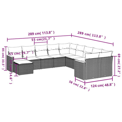 Set Divani da Giardino 11 pz con Cuscini in Polyrattan Nero | homemem39