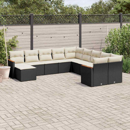 Set Divani da Giardino 11 pz con Cuscini in Polyrattan Nero | homemem39