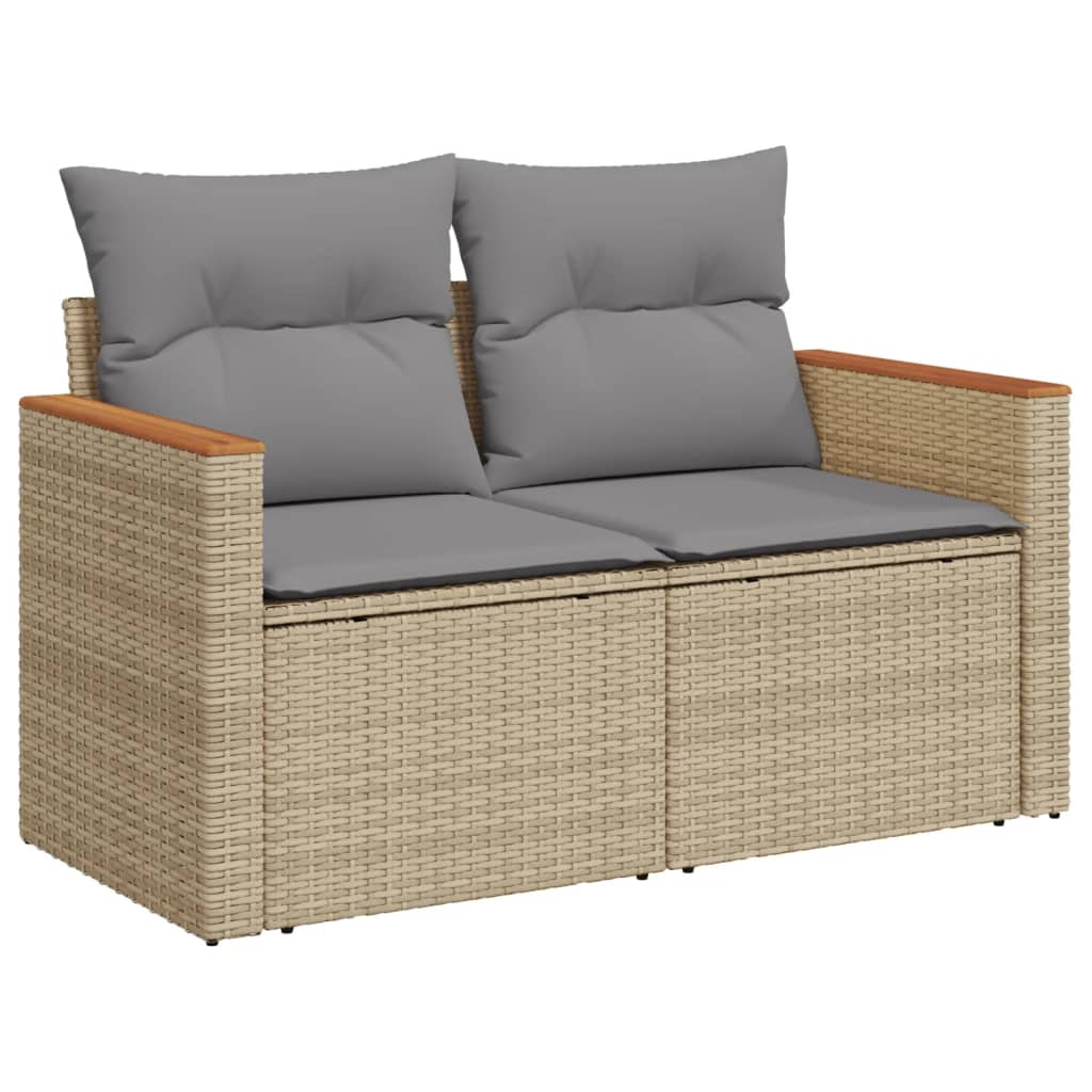 Set Divano da Giardino 11 pz con Cuscini Beige Misto Polyrattan | homemem39