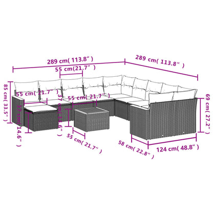 Set Divani da Giardino 12 pz con Cuscini Nero in Polyrattan | homemem39
