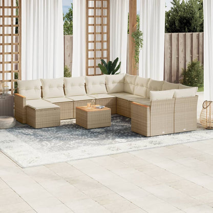 Set Divani da Giardino 12 pz con Cuscini Beige in Polyrattan - homemem39