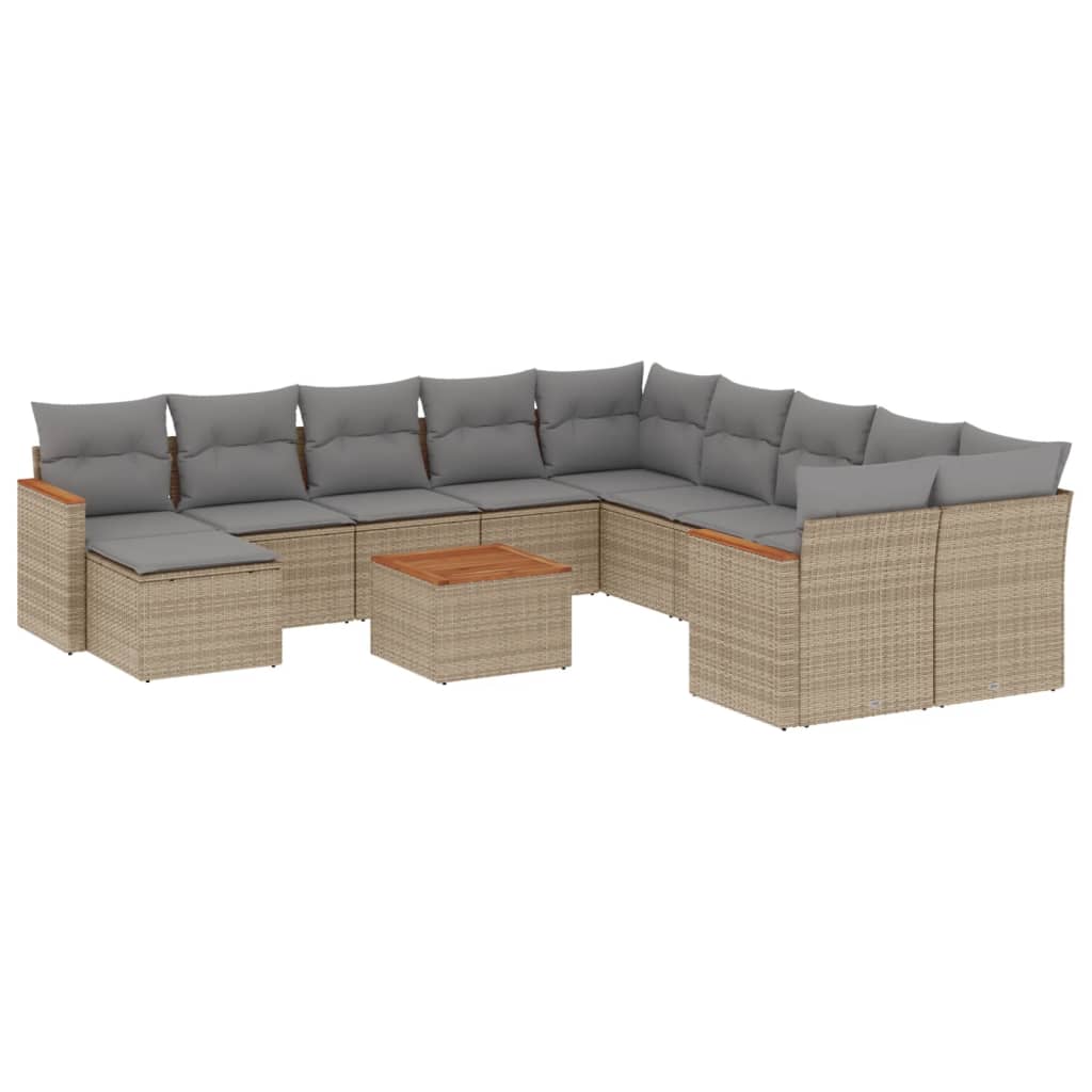Set Divano da Giardino 12 pz con Cuscini Beige Misto Polyrattan - homemem39