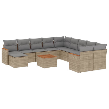 Set Divano da Giardino 12 pz con Cuscini Beige Misto Polyrattan - homemem39