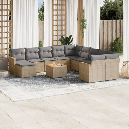 Set Divano da Giardino 12 pz con Cuscini Beige Misto Polyrattan - homemem39
