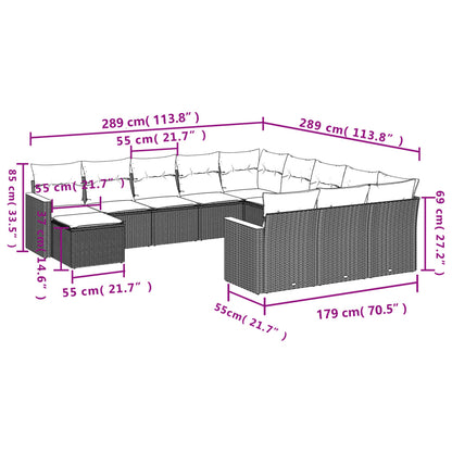 Set Divani da Giardino 12 pz con Cuscini Nero in Polyrattan | homemem39