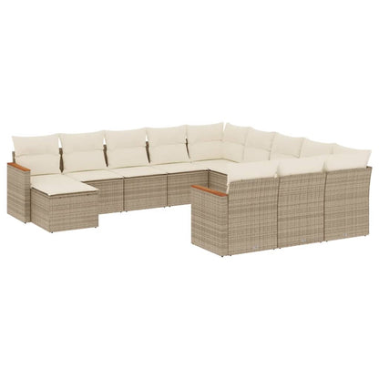 Set Divani da Giardino 12 pz con Cuscini Beige in Polyrattan - homemem39