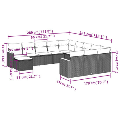 Set Divani da Giardino 12 pz con Cuscini Grigio in Polyrattan | homemem39