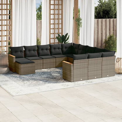 Set Divani da Giardino 12 pz con Cuscini Grigio in Polyrattan - homemem39