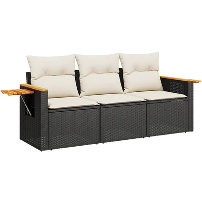 Set Divani da Giardino 3 pz con Cuscini in Polyrattan Nero - homemem39
