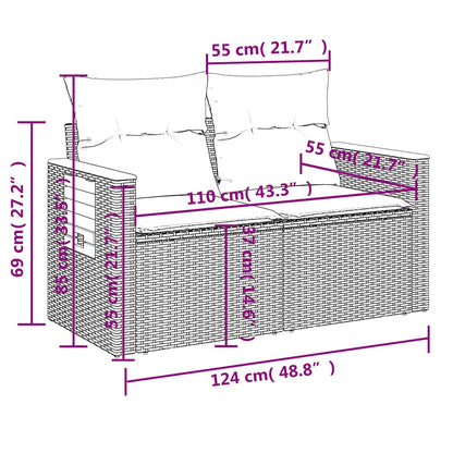 Set Divani da Giardino 5 pz con Cuscini in Polyrattan Nero | homemem39