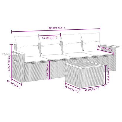 Set Divano da Giardino 5 pz con Cuscini Beige in Polyrattan - homemem39